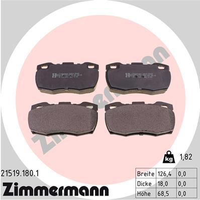 ZIMMERMANN 21519.180.1 Brake Pad Set, disc brake