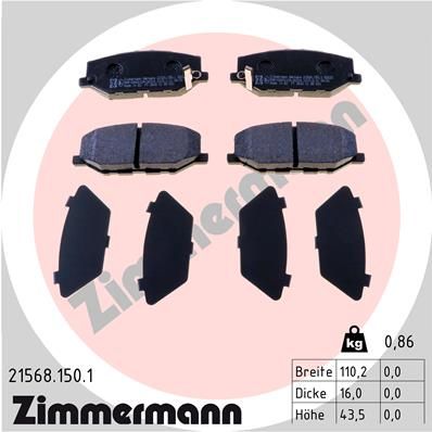 ZIMMERMANN 21568.150.1 Brake Pad Set, disc brake
