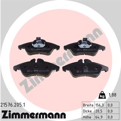 ZIMMERMANN 21576.205.1 Brake Pad Set, disc brake