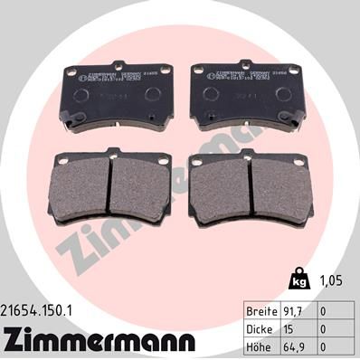 Brake Pad Set, disc brake ZIMMERMANN 21654.150.1