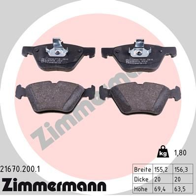 Brake Pad Set, disc brake ZIMMERMANN 21670.200.1