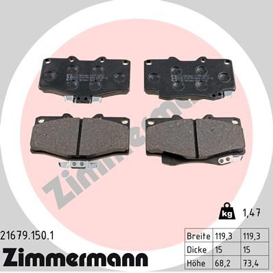 ZIMMERMANN 21679.150.1 Brake Pad Set, disc brake