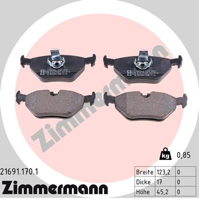 ZIMMERMANN 21691.170.1 Brake Pad Set, disc brake