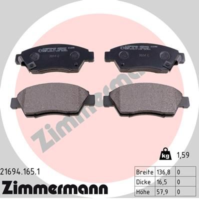 Brake Pad Set, disc brake ZIMMERMANN 21694.165.1