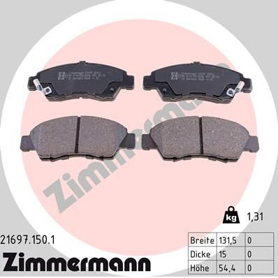 Brake Pad Set, disc brake ZIMMERMANN 21697.150.1
