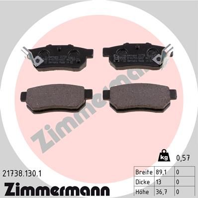 ZIMMERMANN 21738.130.1 Brake Pad Set, disc brake