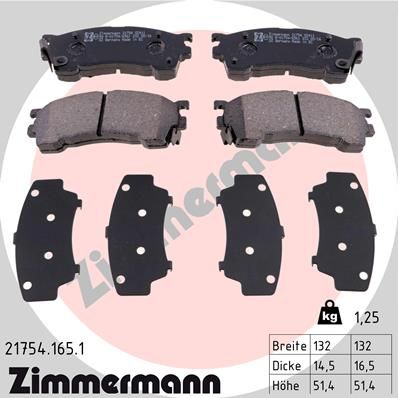 ZIMMERMANN 21754.165.1 Brake Pad Set, disc brake