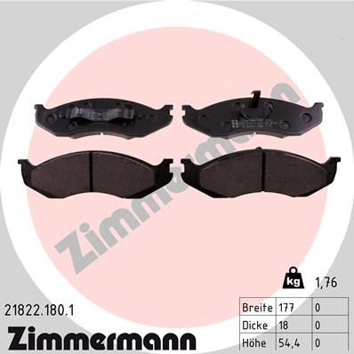 Brake Pad Set, disc brake ZIMMERMANN 21822.180.1
