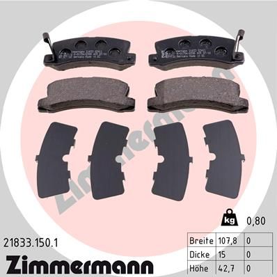 ZIMMERMANN 21833.150.1 Brake Pad Set, disc brake