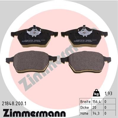 ZIMMERMANN 21848.200.1 Brake Pad Set, disc brake