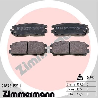 ZIMMERMANN 21875.155.1 Brake Pad Set, disc brake