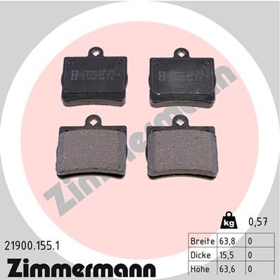 Brake Pad Set, disc brake ZIMMERMANN 21900.155.1
