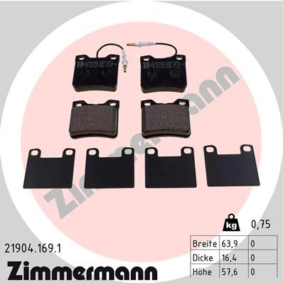 ZIMMERMANN 21904.169.1 Brake Pad Set, disc brake