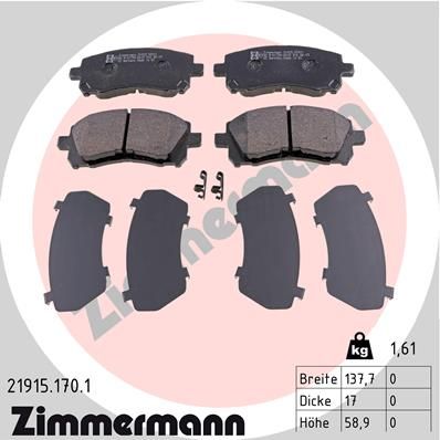 Brake Pad Set, disc brake ZIMMERMANN 21915.170.1