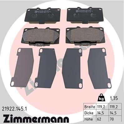 Brake Pad Set, disc brake ZIMMERMANN 21922.145.1