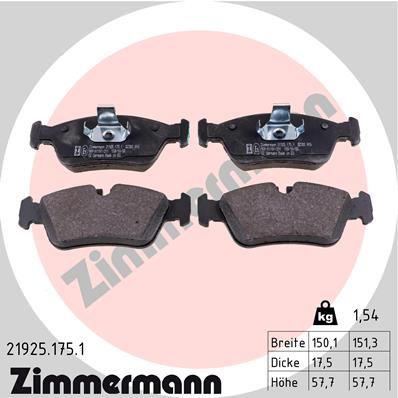 ZIMMERMANN 21925.175.1 Brake Pad Set, disc brake