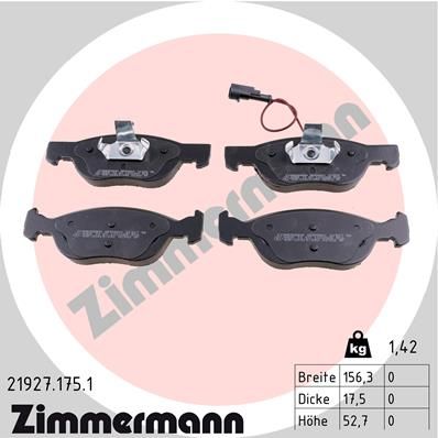 ZIMMERMANN 21927.175.1 Brake Pad Set, disc brake