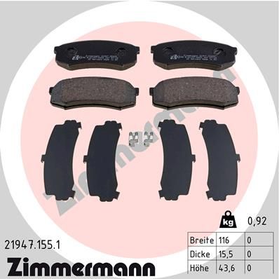 ZIMMERMANN 21947.155.1 Brake Pad Set, disc brake