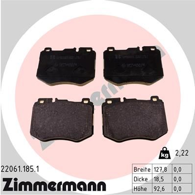 ZIMMERMANN 22061.185.1 Brake Pad Set, disc brake