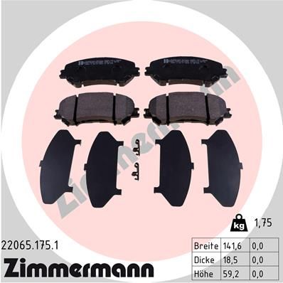 Brake Pad Set, disc brake ZIMMERMANN 22065.175.1