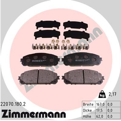 ZIMMERMANN 22070.180.2 Brake Pad Set, disc brake