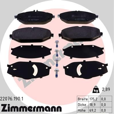 Brake Pad Set, disc brake ZIMMERMANN 22076.190.1