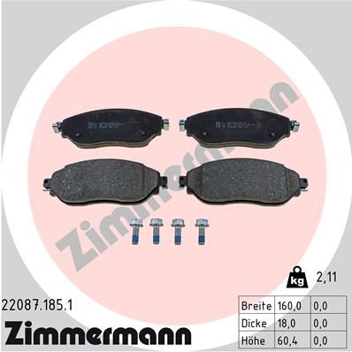 ZIMMERMANN 22087.185.1 Brake Pad Set, disc brake