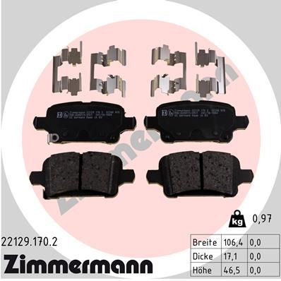 ZIMMERMANN 22129.170.2 Brake Pad Set, disc brake
