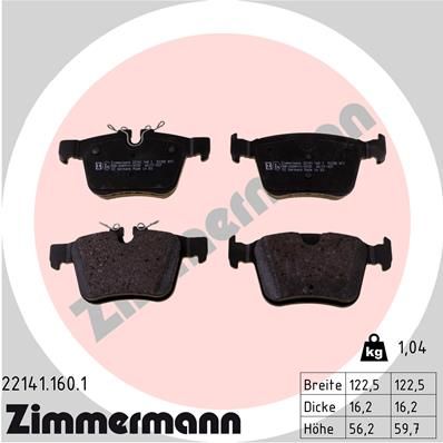 ZIMMERMANN 22141.160.1 Brake Pad Set, disc brake