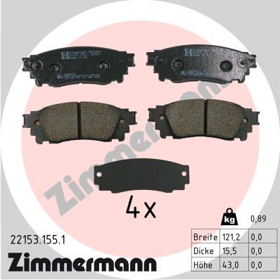 Brake Pad Set, disc brake ZIMMERMANN 22153.155.1