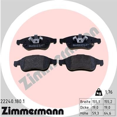 Brake Pad Set, disc brake ZIMMERMANN 22240.180.1