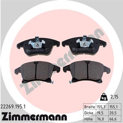 ZIMMERMANN 22269.195.1 Brake Pad Set, disc brake