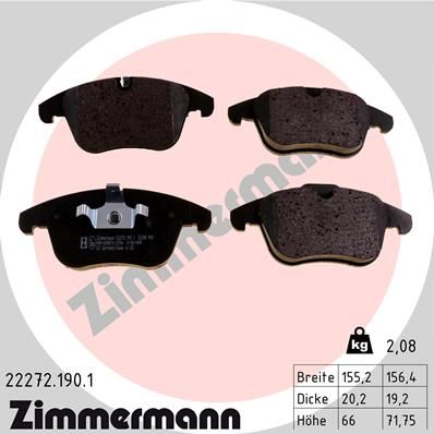 ZIMMERMANN 22272.190.1 Brake Pad Set, disc brake