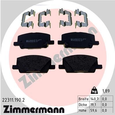 ZIMMERMANN 22311.190.2 Brake Pad Set, disc brake