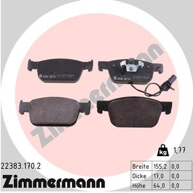 ZIMMERMANN 22383.170.2 Brake Pad Set, disc brake