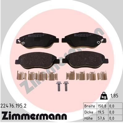 ZIMMERMANN 22476.195.2 Brake Pad Set, disc brake