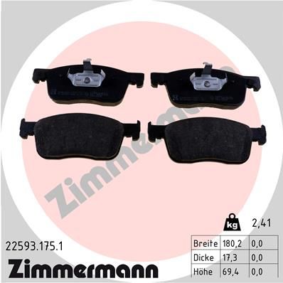 Brake Pad Set, disc brake ZIMMERMANN 22593.175.1