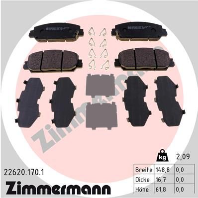 ZIMMERMANN 22620.170.1 Brake Pad Set, disc brake