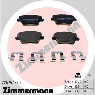 ZIMMERMANN 22675.155.2 Brake Pad Set, disc brake