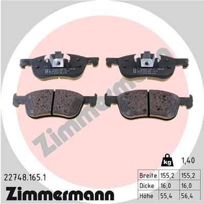 Brake Pad Set, disc brake ZIMMERMANN 22748.165.1