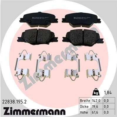 ZIMMERMANN 22838.195.2 Brake Pad Set, disc brake