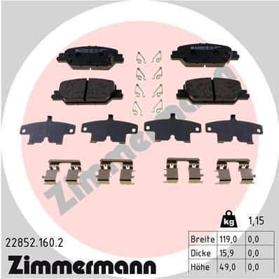 ZIMMERMANN 22852.160.2 Brake Pad Set, disc brake
