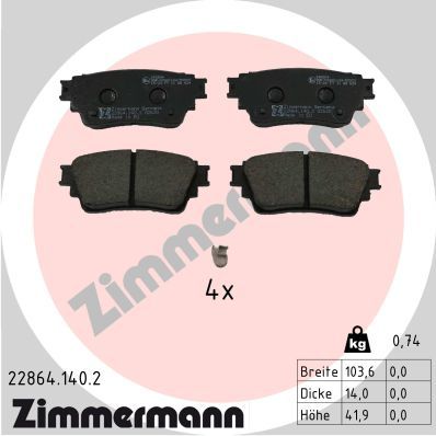 ZIMMERMANN 22864.140.2 Brake Pad Set, disc brake