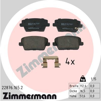ZIMMERMANN 22876.165.2 Brake Pad Set, disc brake