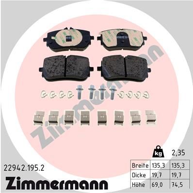 Brake Pad Set, disc brake ZIMMERMANN 22942.195.2
