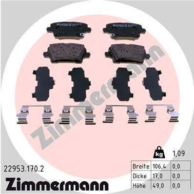 ZIMMERMANN 22953.170.2 Brake Pad Set, disc brake