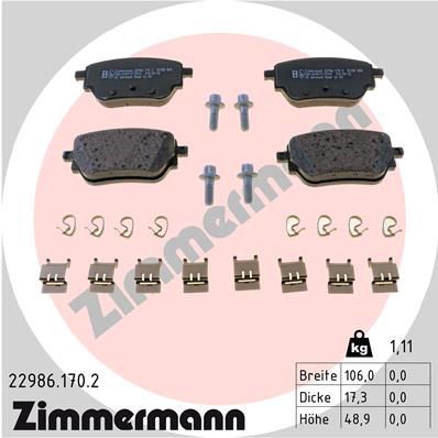 ZIMMERMANN 22986.170.2 Brake Pad Set, disc brake