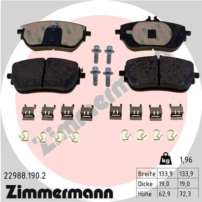 Brake Pad Set, disc brake ZIMMERMANN 22988.190.2