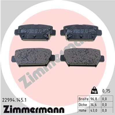 Brake Pad Set, disc brake ZIMMERMANN 22994.145.1