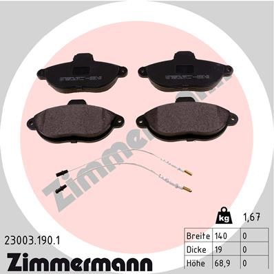 Brake Pad Set, disc brake ZIMMERMANN 23003.190.1